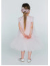 Pink Tulle Empire Waist Flower Girl Dress